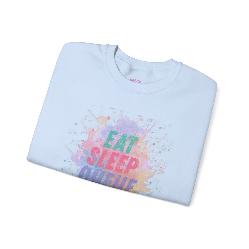 Eat Sleep Queue Repeat Crewneck Sweatshirt