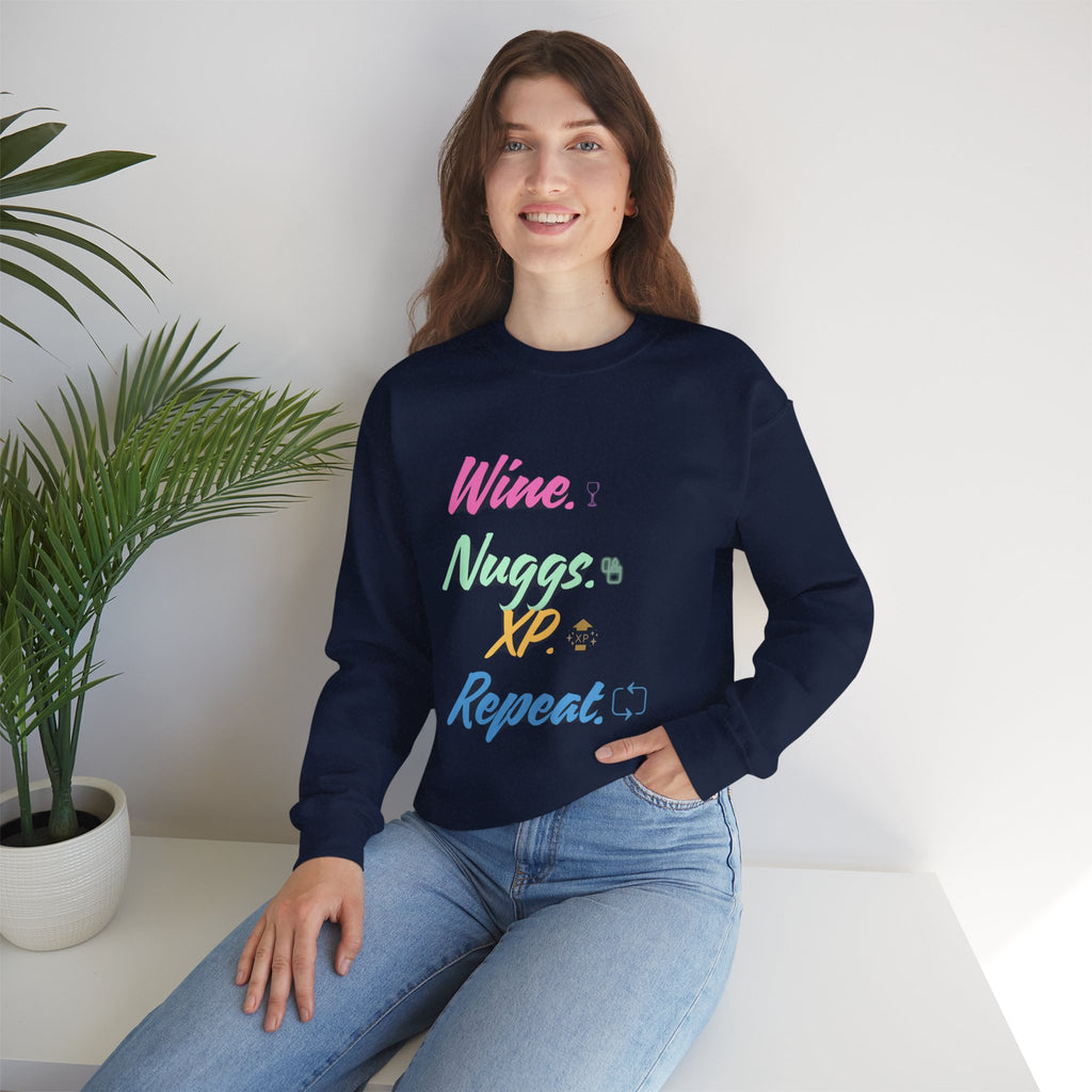 “Wine, Nuggs, XP, Repeat” Sweatshirt