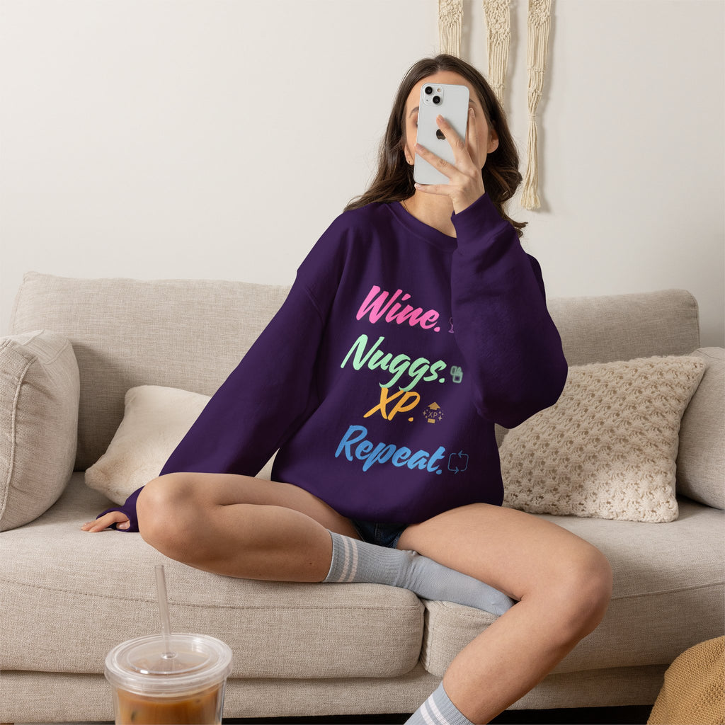 “Wine, Nuggs, XP, Repeat” Sweatshirt