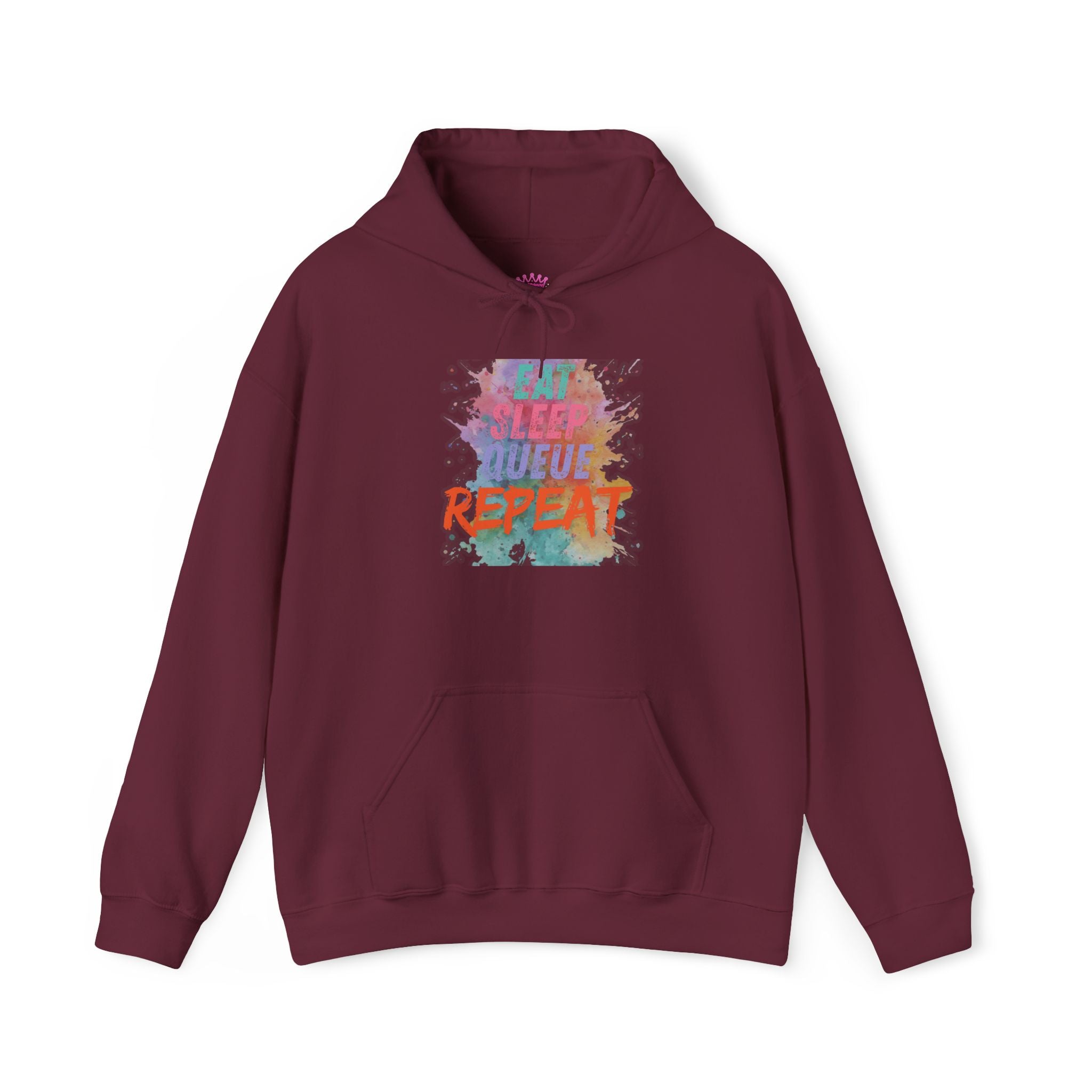 “Eat Sleep Queue Repeat”Hooded Sweatshirt