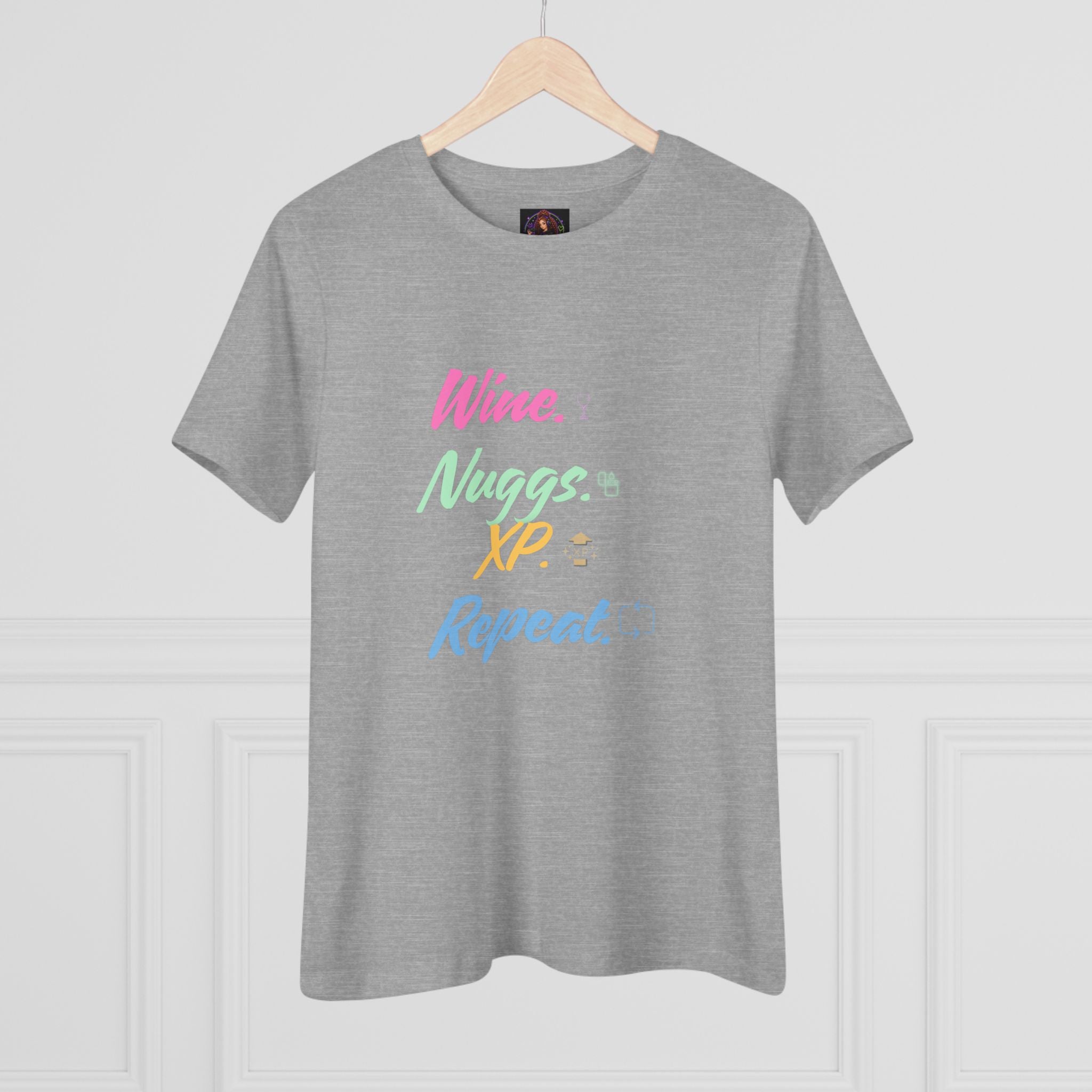 “Wine, Nuggs, XP, Repeat” Women's Cotton Tee