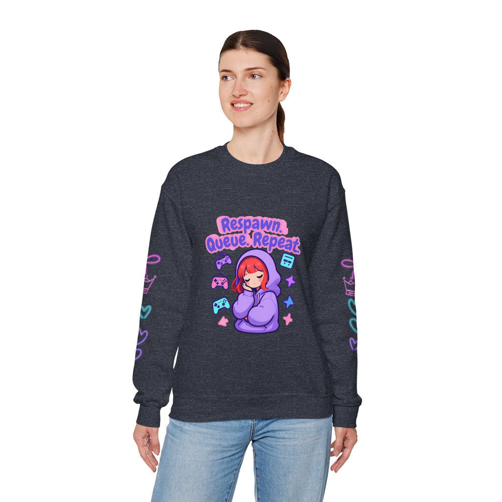 Respawn, Queue, Repeat Cozy Sweatshirt