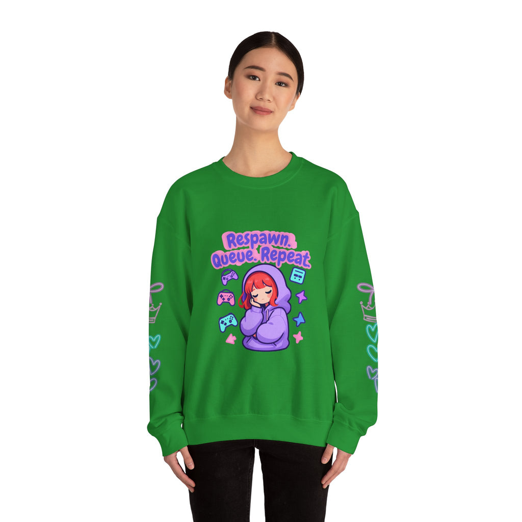 Respawn, Queue, Repeat Cozy Sweatshirt