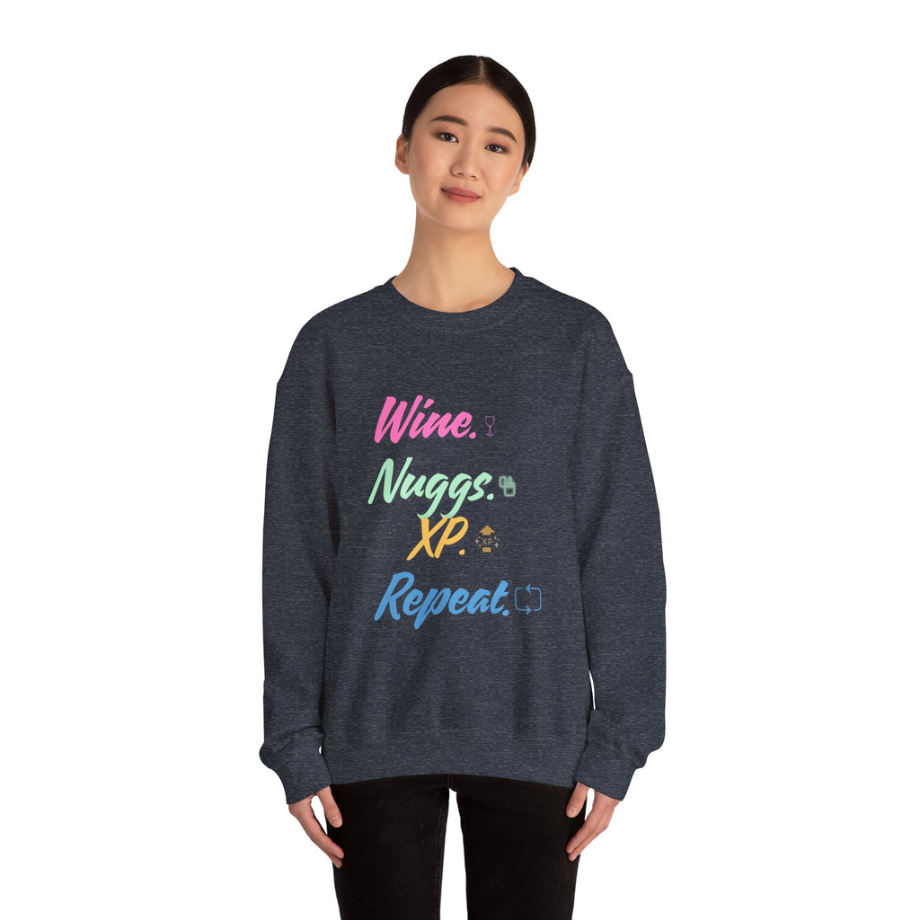 “Wine, Nuggs, XP, Repeat” Sweatshirt