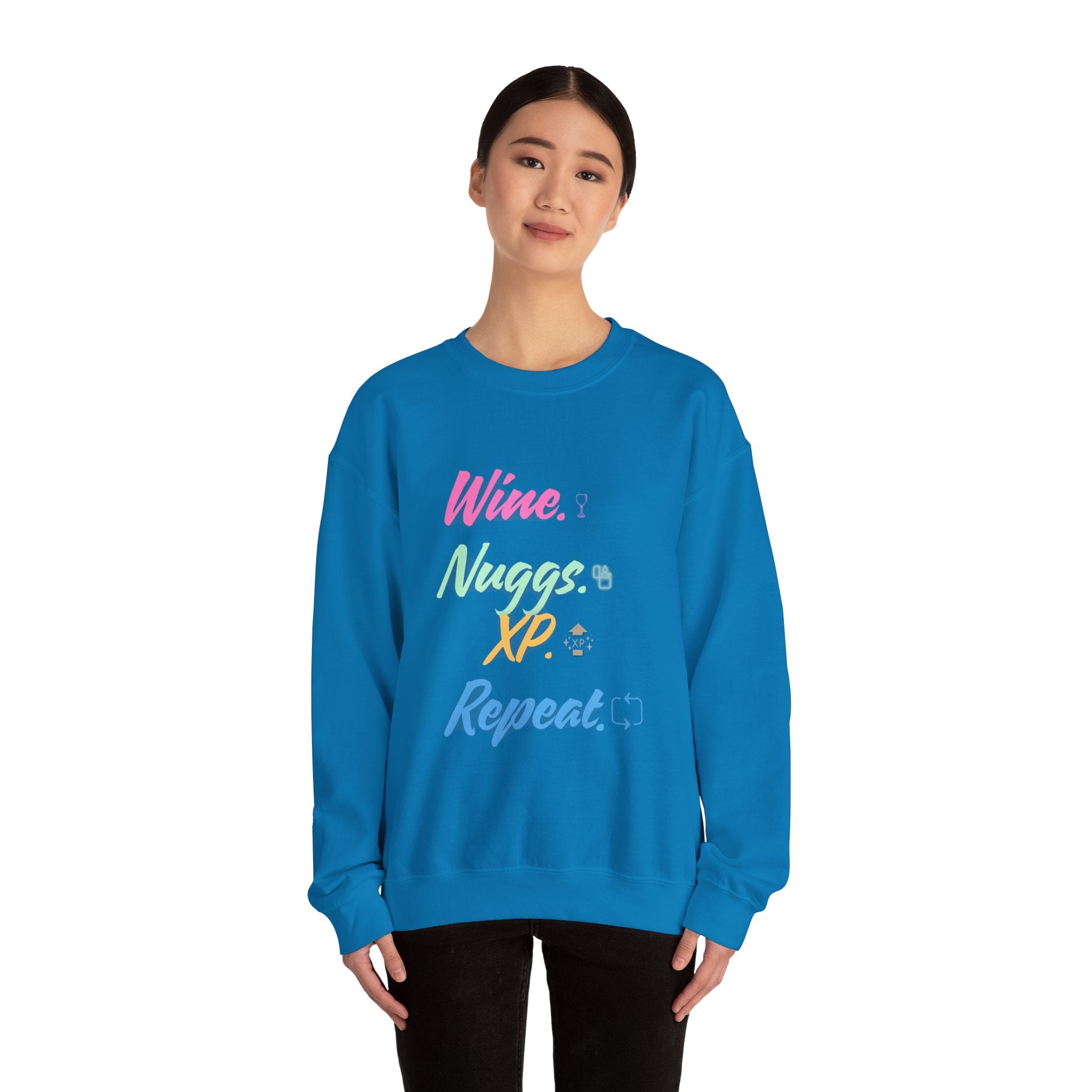 “Wine, Nuggs, XP, Repeat” Sweatshirt