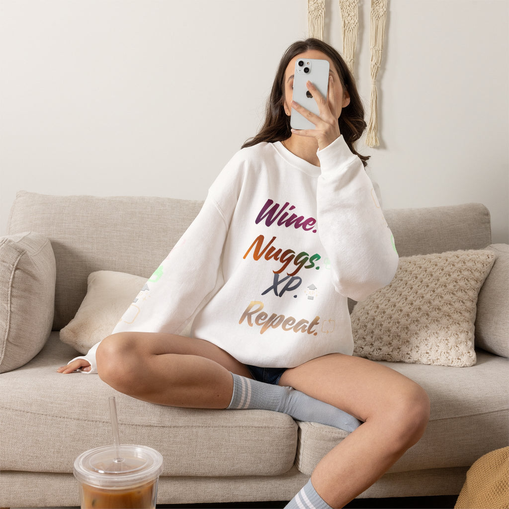 “Wine, Nuggs, XP, Repeat” Crewneck Sweatshirt