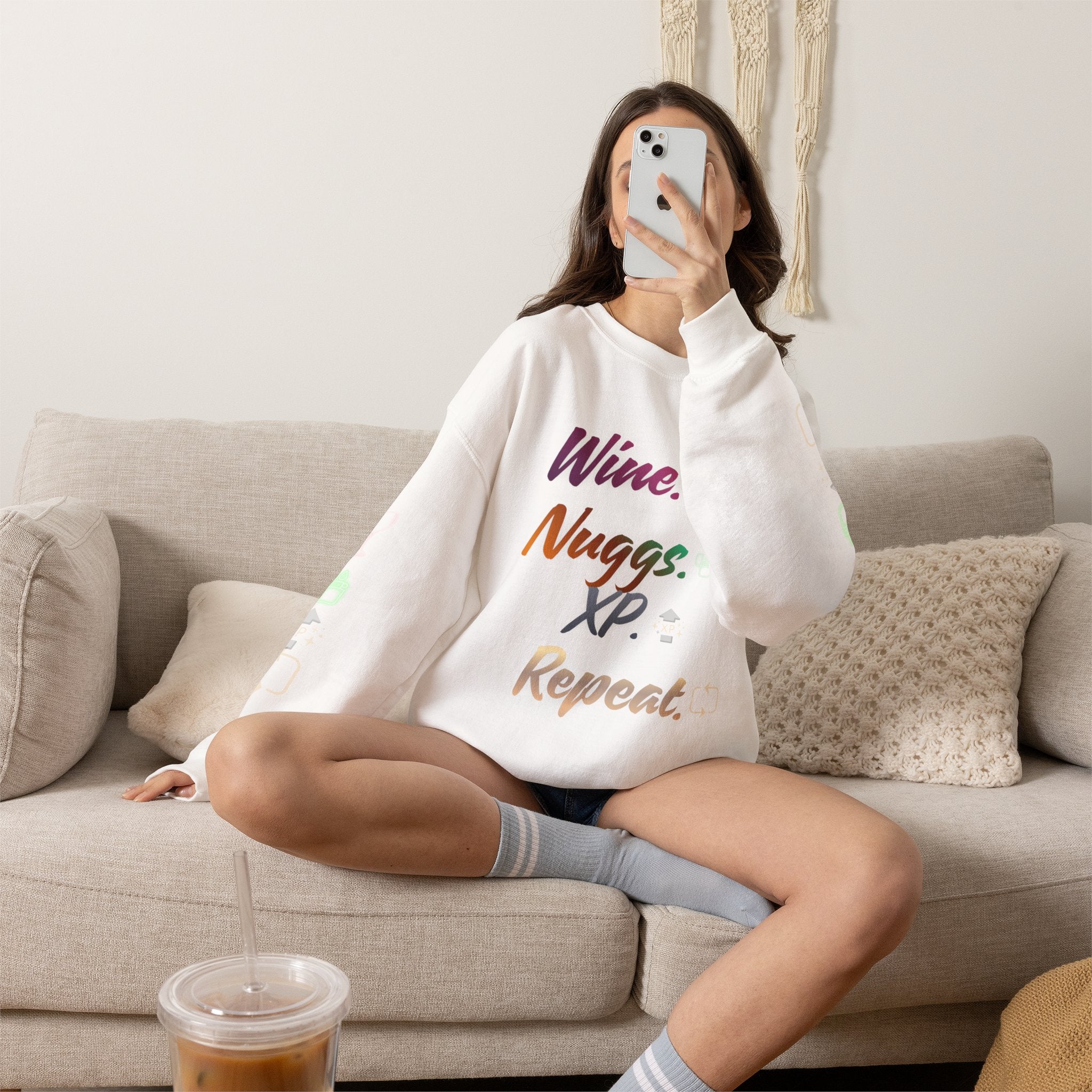 “Wine, Nuggs, XP, Repeat” Crewneck Sweatshirt