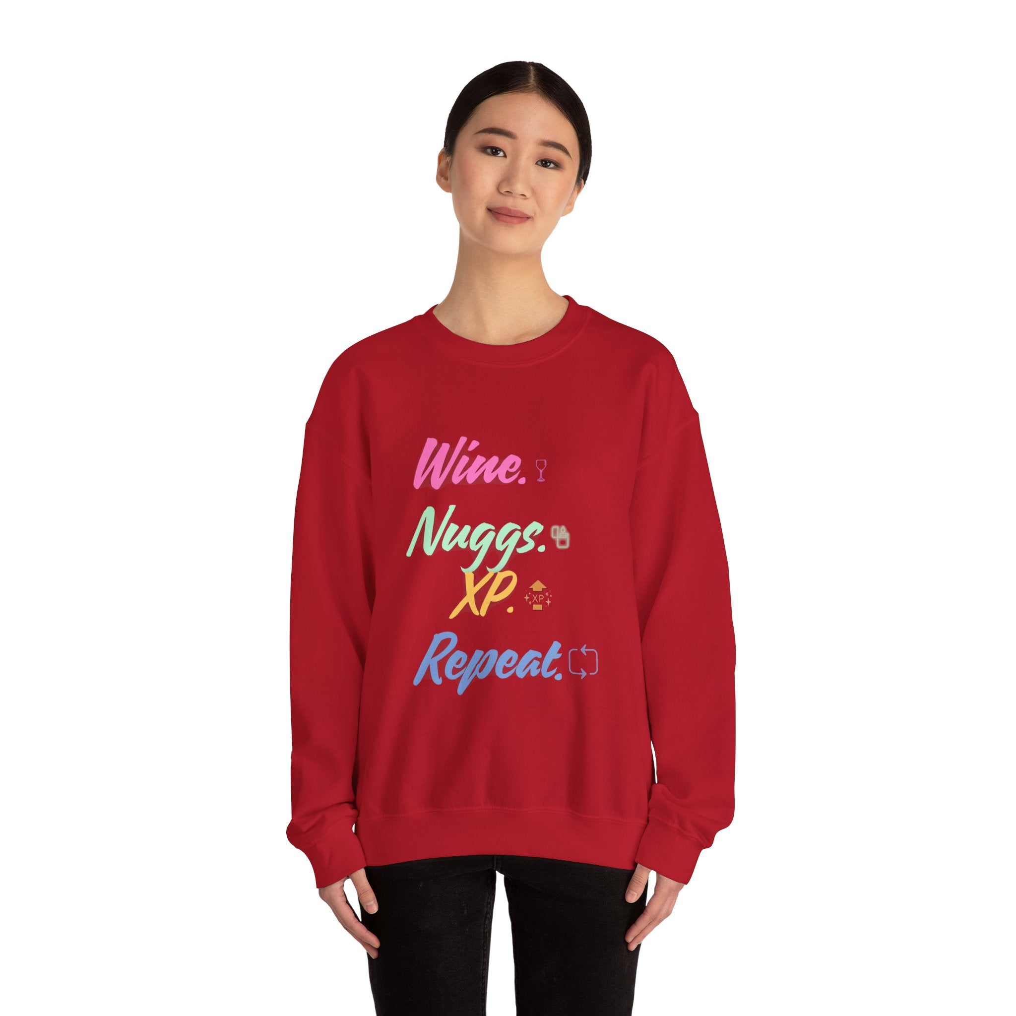 “Wine, Nuggs, XP, Repeat” Sweatshirt