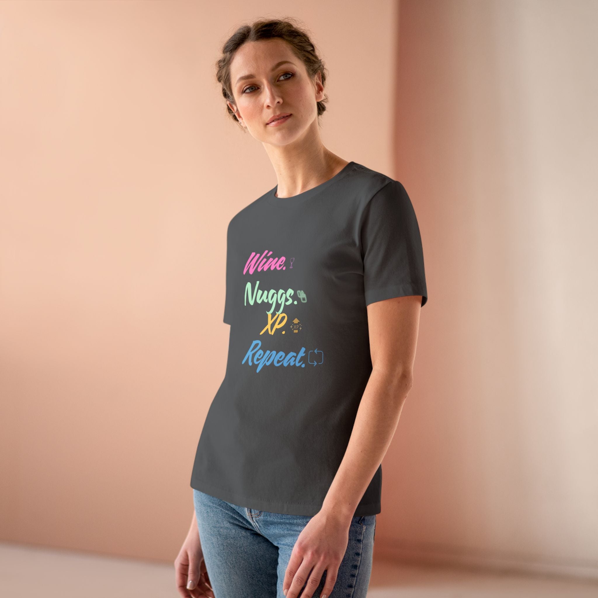 “Wine, Nuggs, XP, Repeat” Cozy Tee