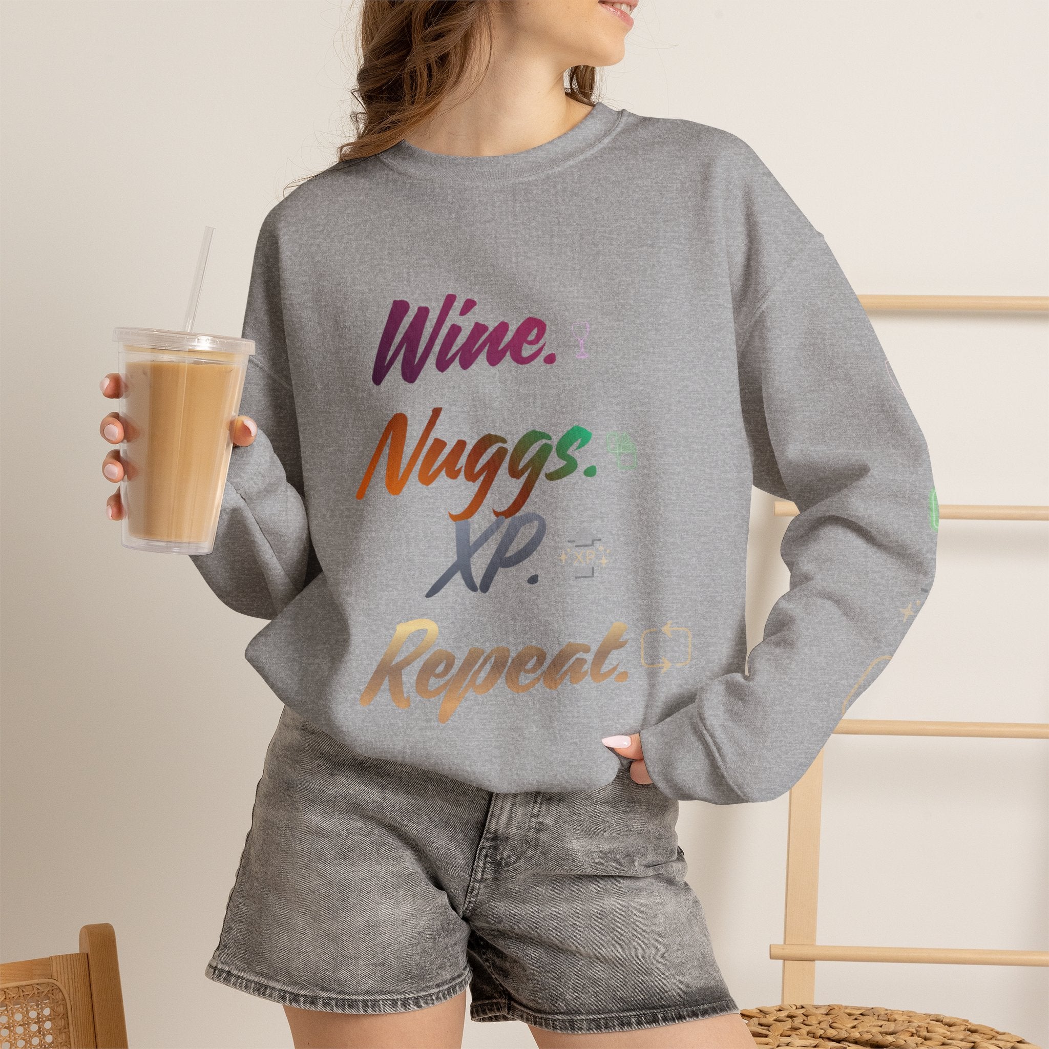 “Wine, Nuggs, XP, Repeat” Crewneck Sweatshirt