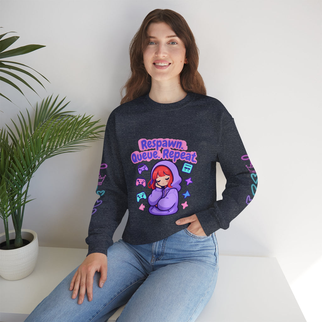 Respawn, Queue, Repeat Cozy Sweatshirt