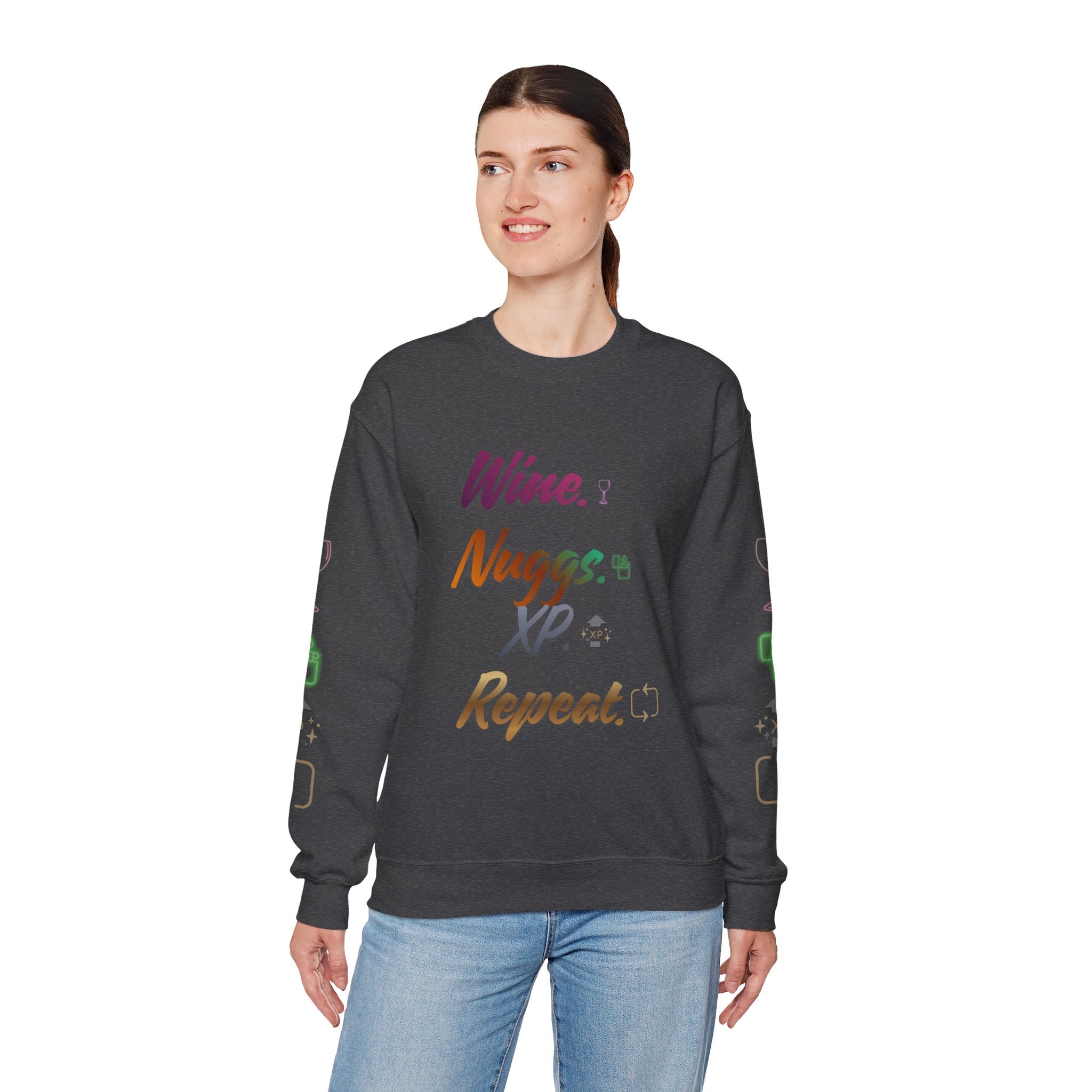 “Wine, Nuggs, XP, Repeat” Crewneck Sweatshirt
