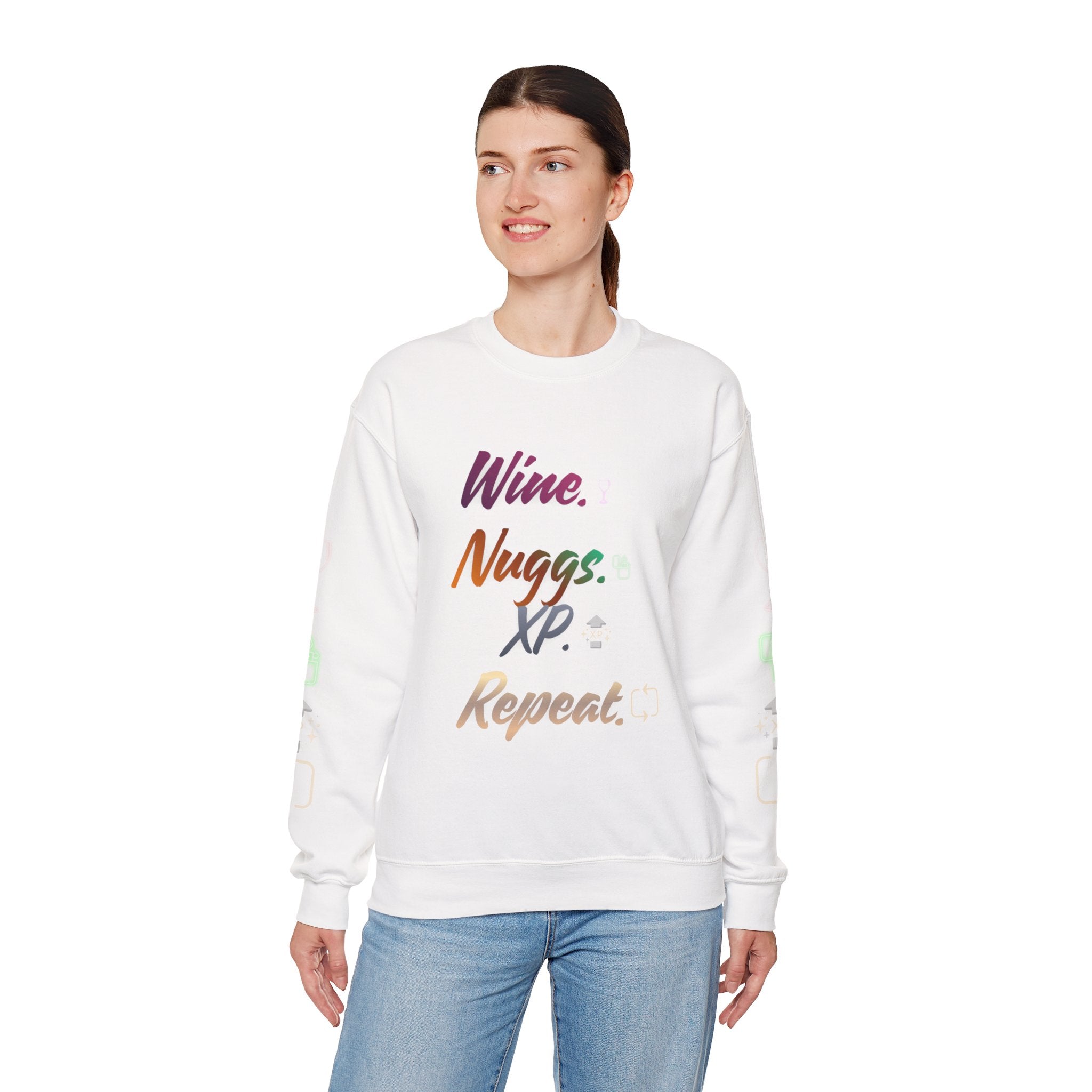 “Wine, Nuggs, XP, Repeat” Crewneck Sweatshirt