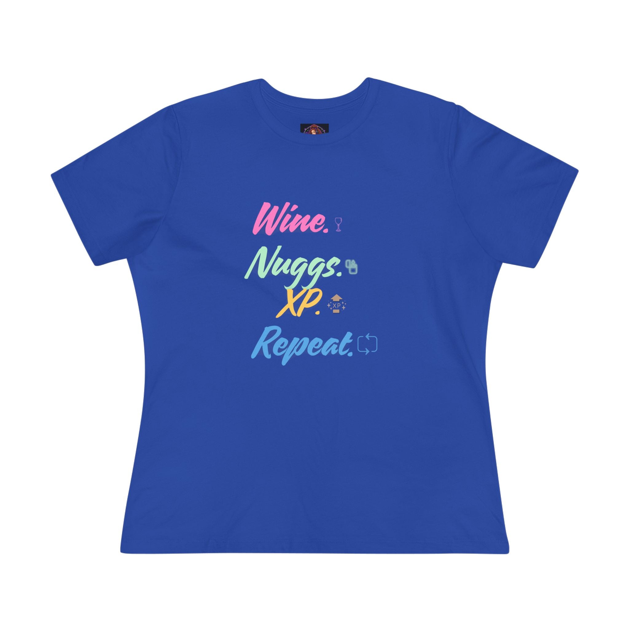 “Wine, Nuggs, XP, Repeat” Women's Cotton Tee
