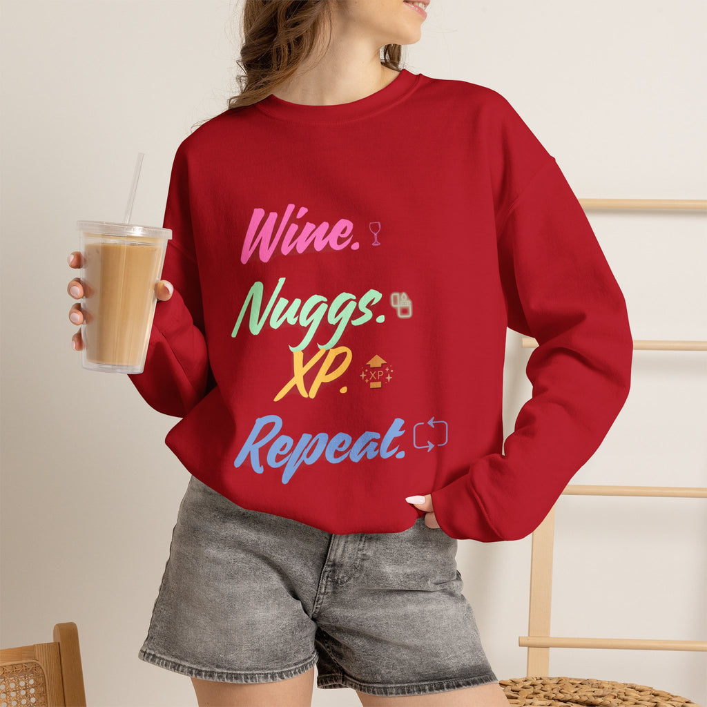 “Wine, Nuggs, XP, Repeat” Sweatshirt