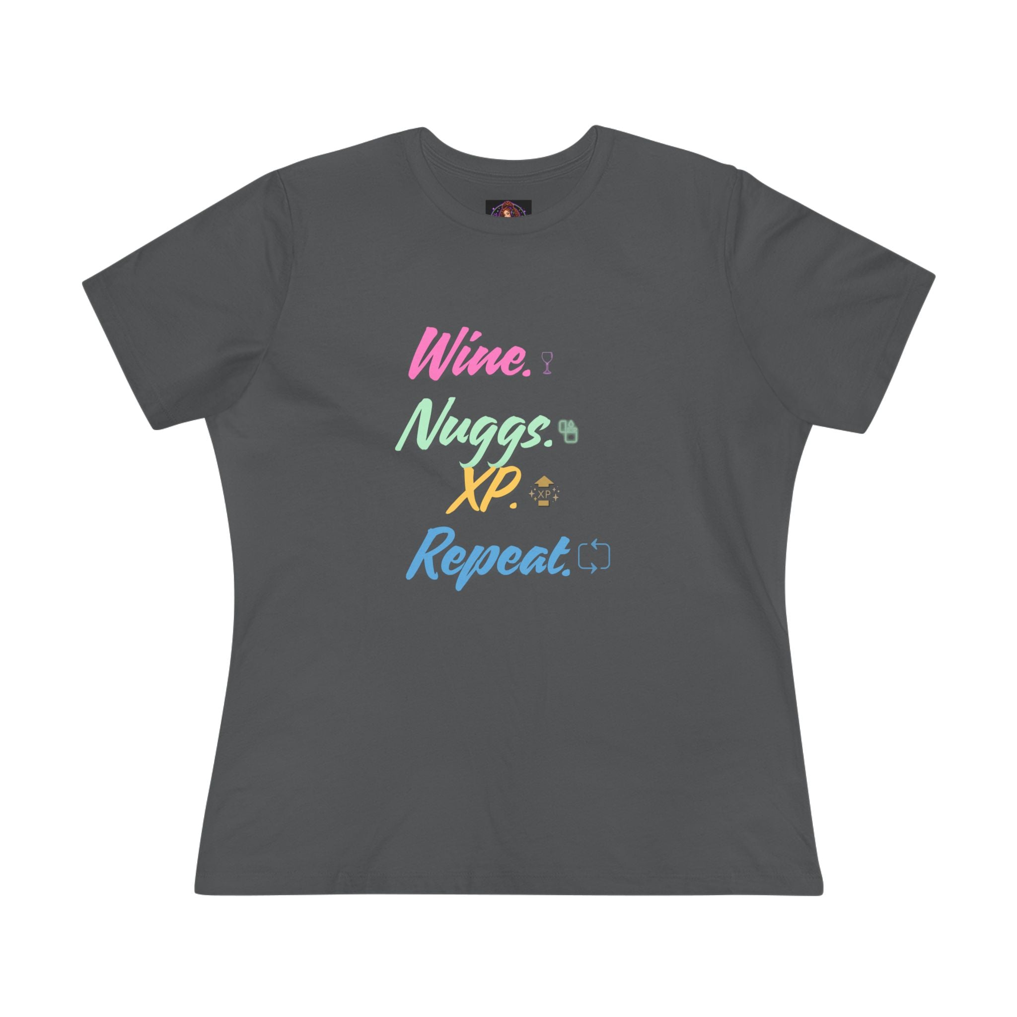 “Wine, Nuggs, XP, Repeat” Women's Cotton Tee