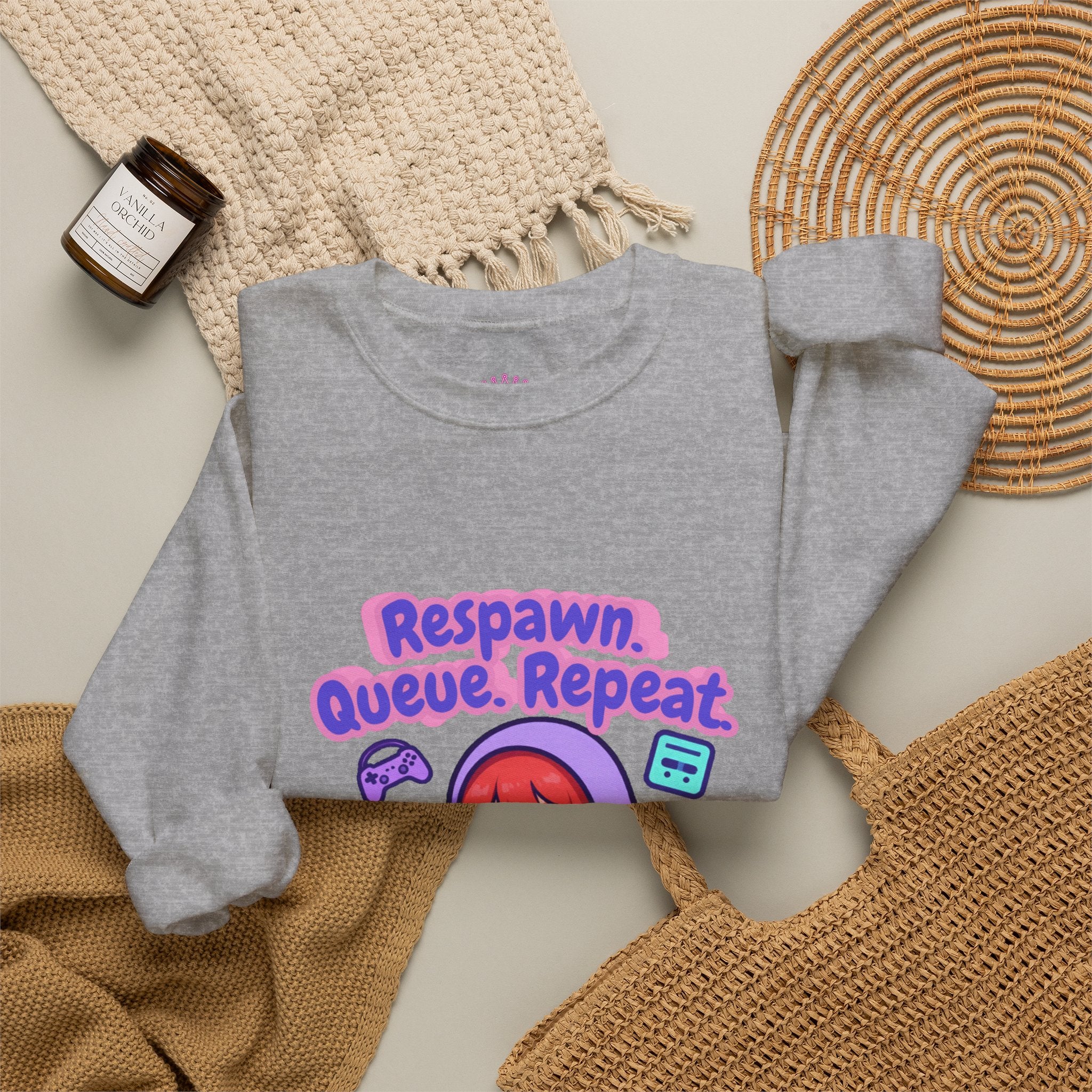Respawn, Queue, Repeat Cozy Sweatshirt