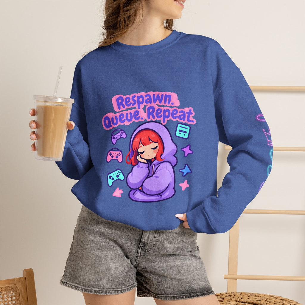Respawn, Queue, Repeat Cozy Sweatshirt
