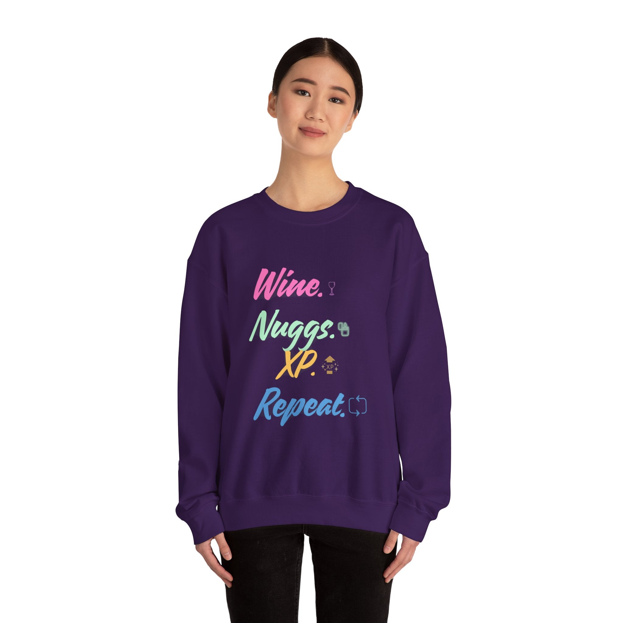 “Wine, Nuggs, XP, Repeat” Sweatshirt