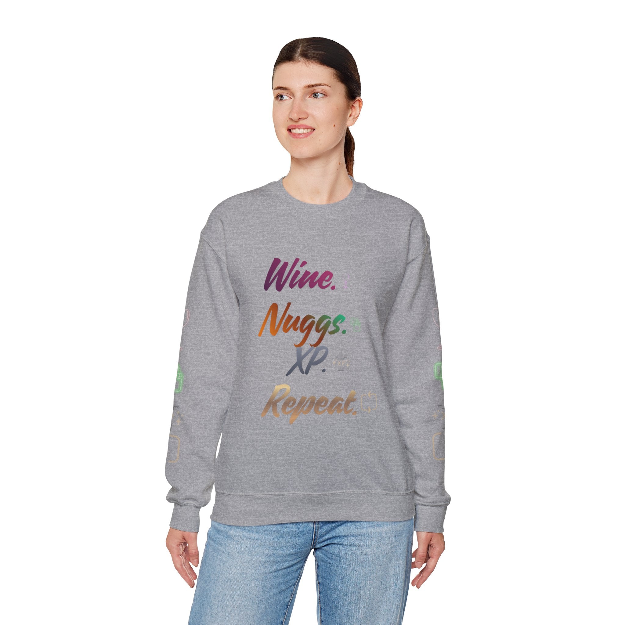 “Wine, Nuggs, XP, Repeat” Crewneck Sweatshirt