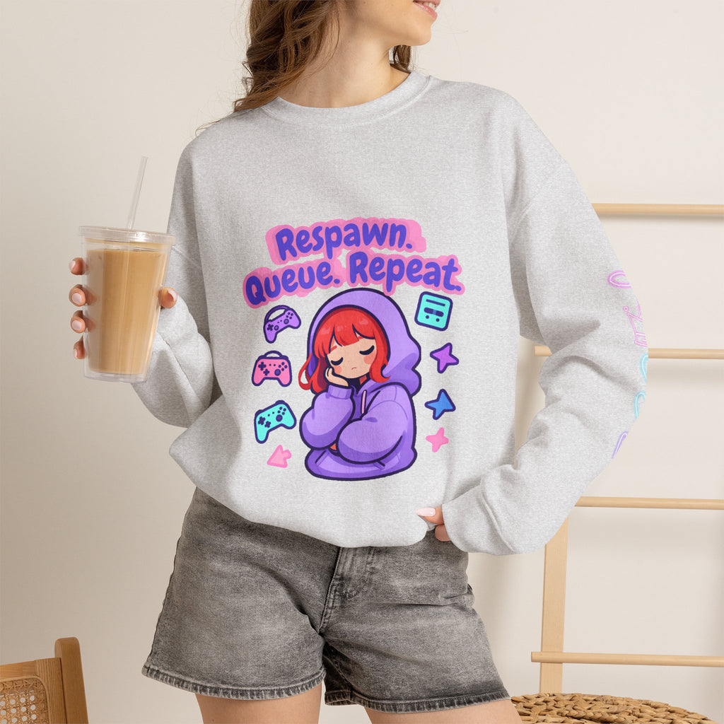 Respawn, Queue, Repeat Cozy Sweatshirt