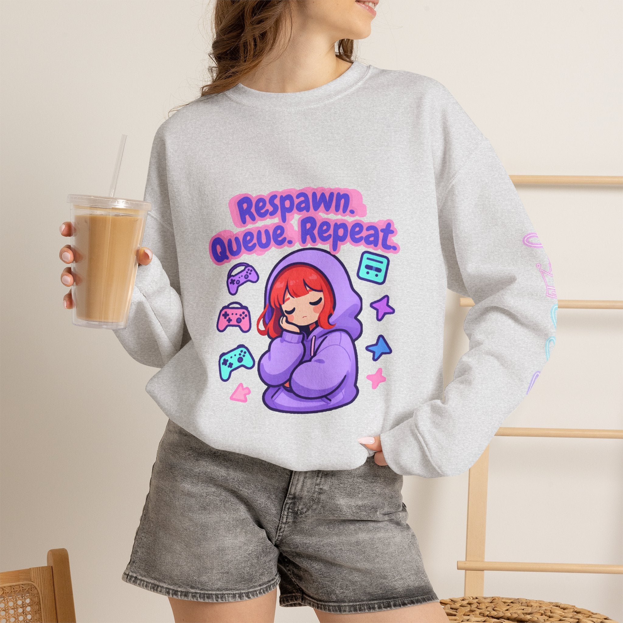 Respawn, Queue, Repeat Cozy Sweatshirt