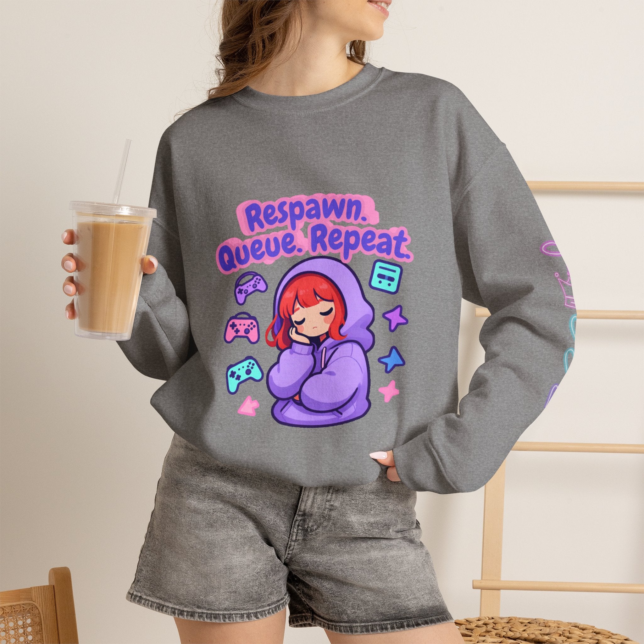 Respawn, Queue, Repeat Cozy Sweatshirt