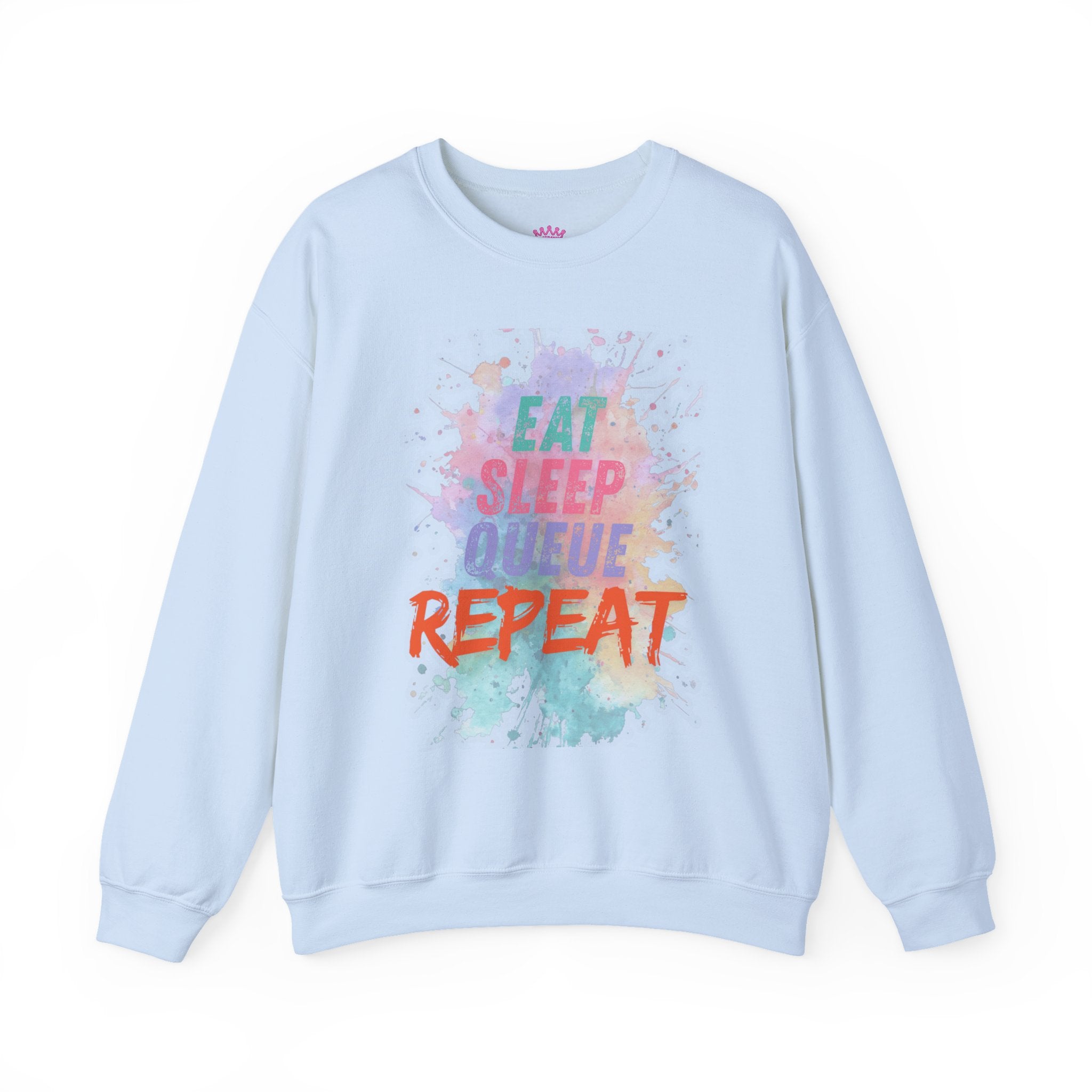 Eat Sleep Queue Repeat Crewneck Sweatshirt