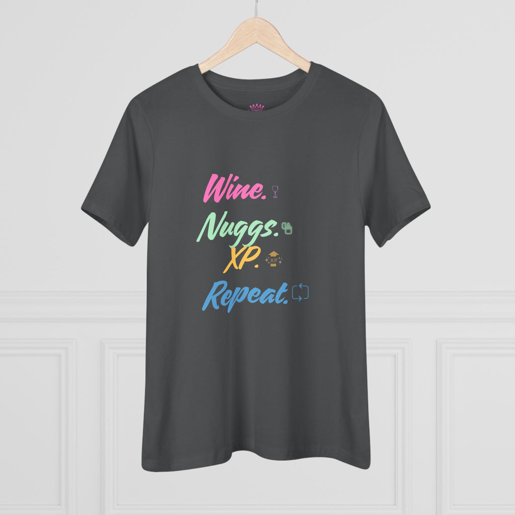 “Wine, Nuggs, XP, Repeat” Cozy Tee