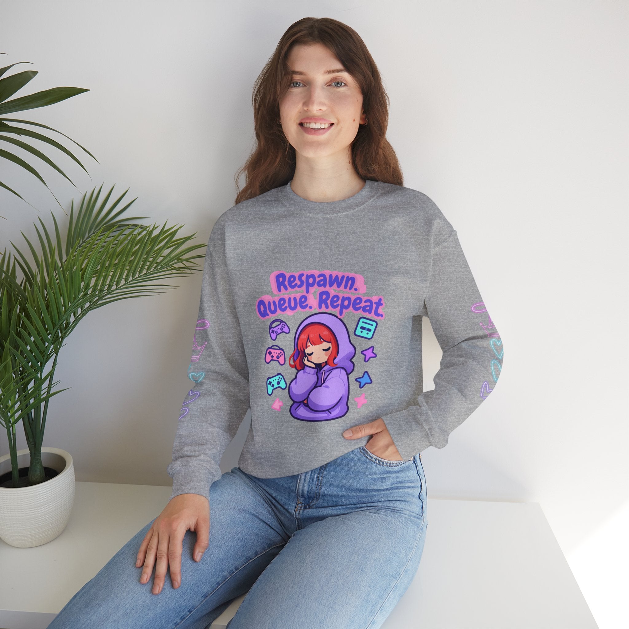 Respawn, Queue, Repeat Cozy Sweatshirt