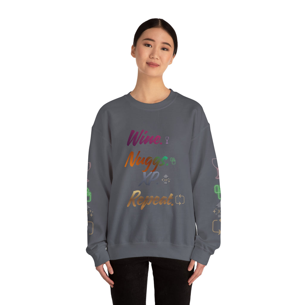 “Wine, Nuggs, XP, Repeat” Crewneck Sweatshirt