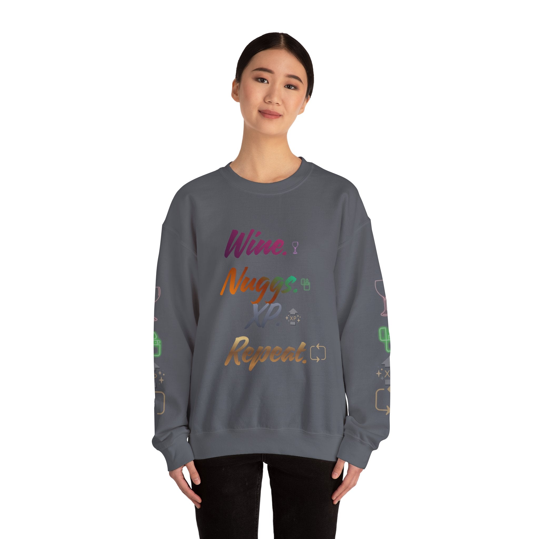 “Wine, Nuggs, XP, Repeat” Crewneck Sweatshirt