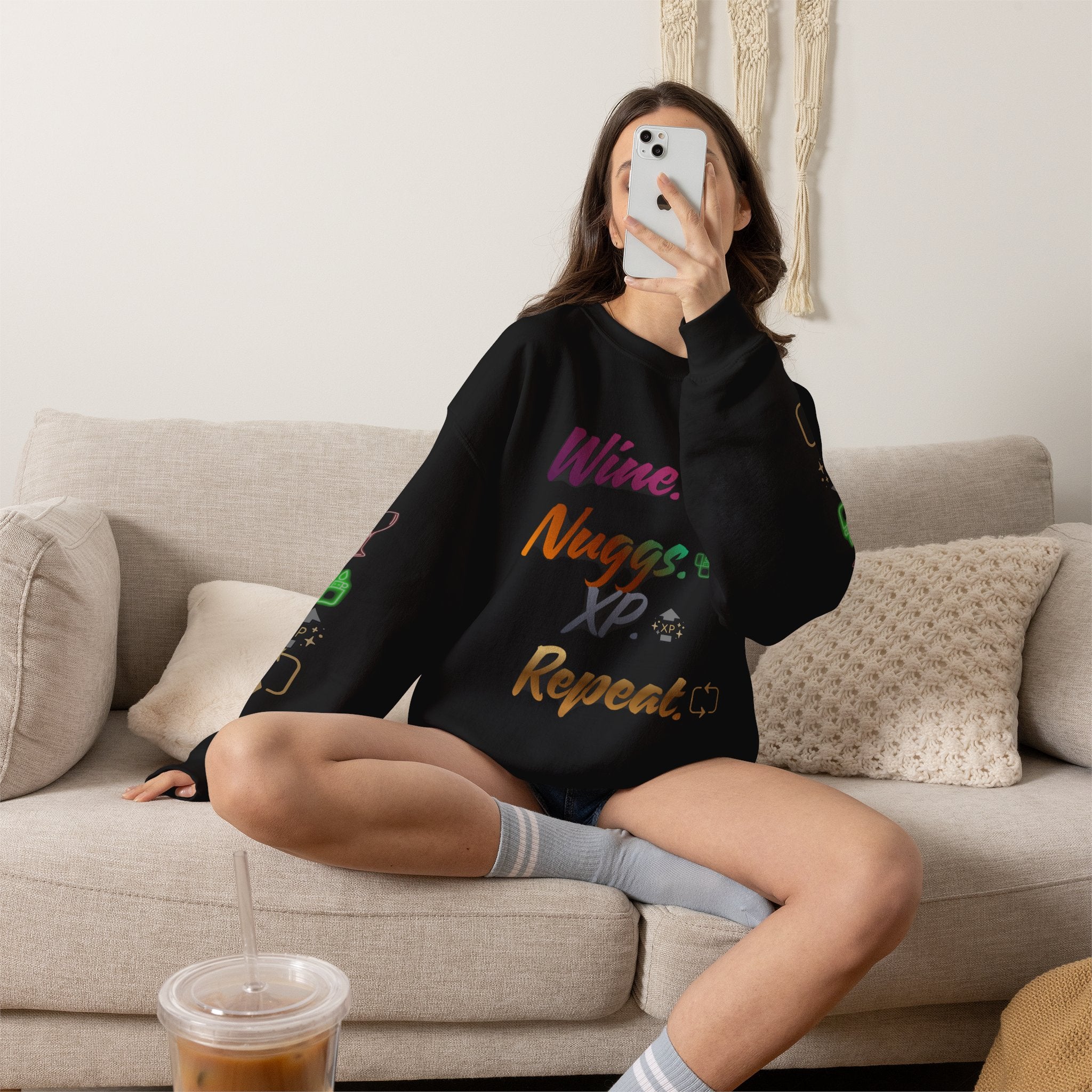 “Wine, Nuggs, XP, Repeat” Crewneck Sweatshirt